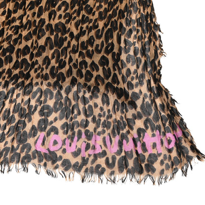 Louis Vuitton Cashmere Silk Leopard Etole Stole Marron 4 of 6