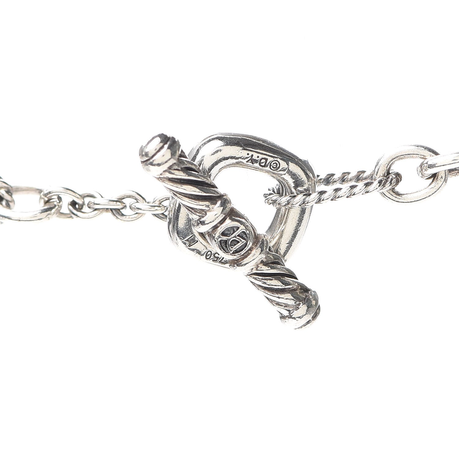 David Yurman Sterling Silver 18K Yellow Gold Baroque Pearl Long Figaro Chain Necklace 4 of 4