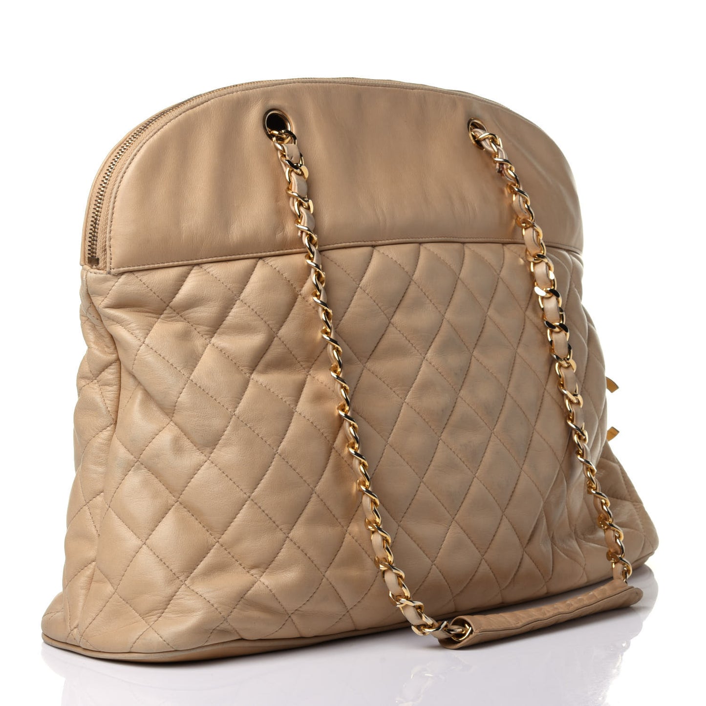 Lambskin Quilted Shoulder Bag Beige