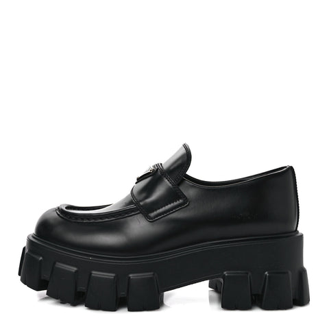 Spazzolato Rois Metal Triangle Logo Monolith 55mm Loafers 37 Black
