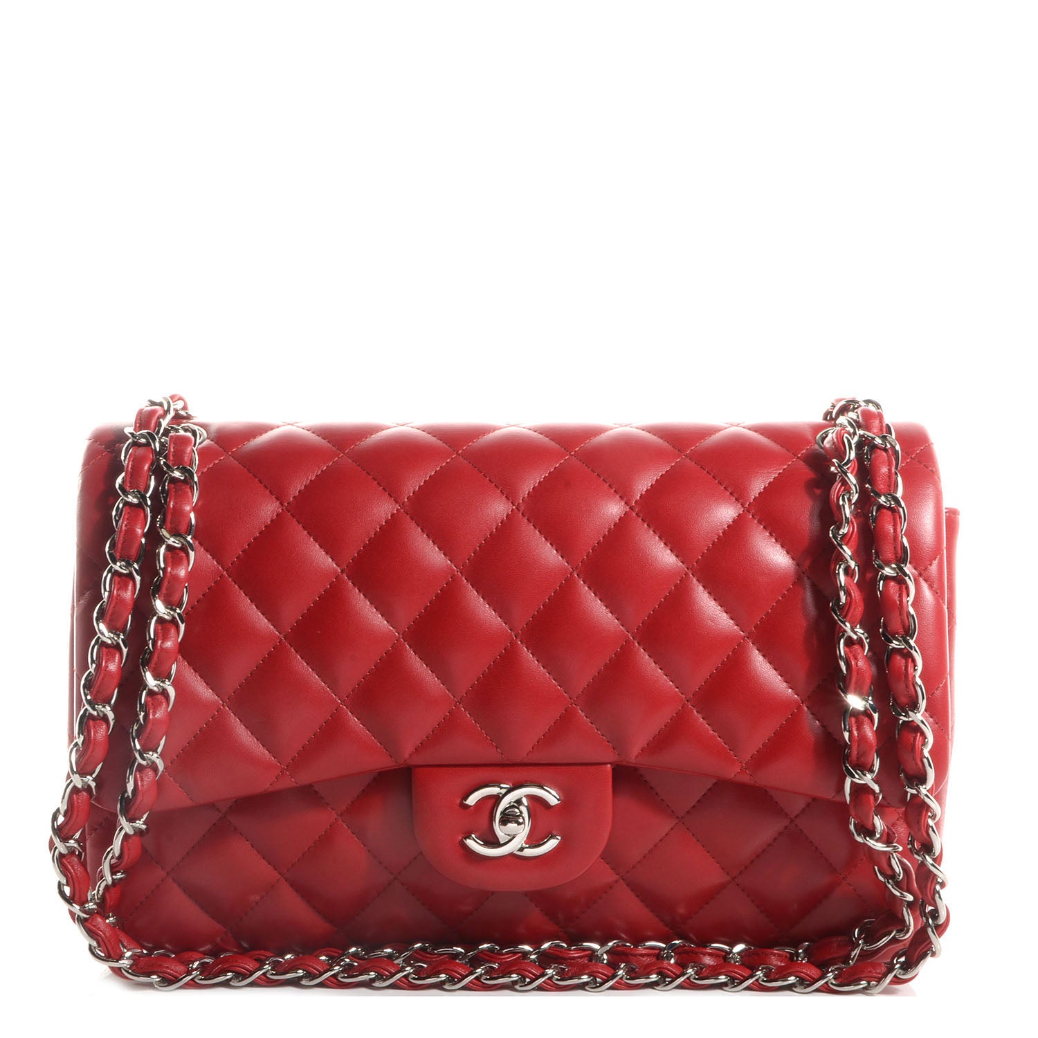 Chanel Lambskin Jumbo Double Flap Red 1 of 8