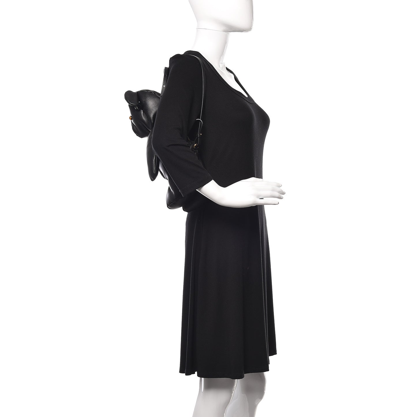 Lambskin Embellished Thomas Bear Shoulder Bag Black