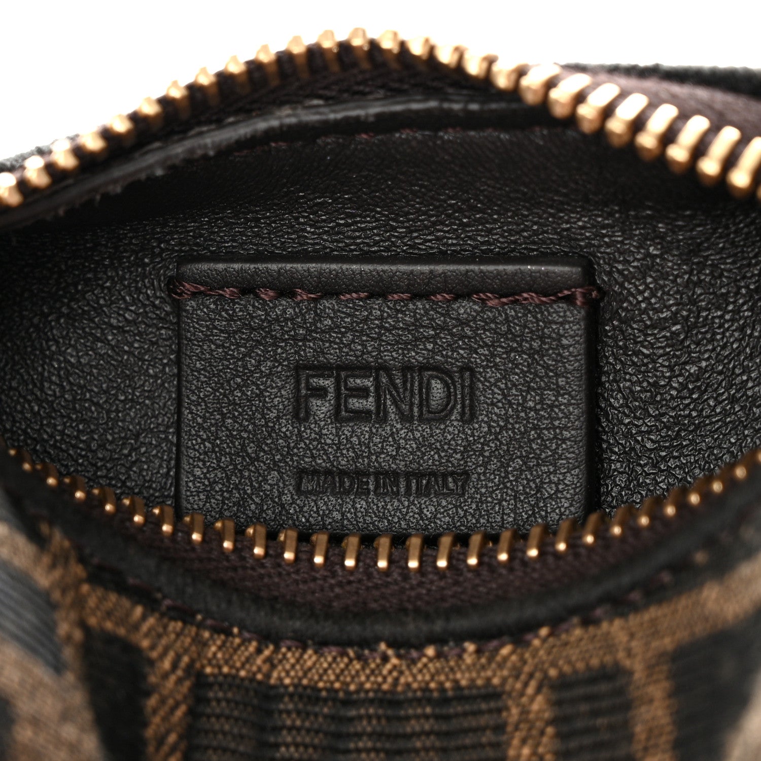 Fendi Fabric Jacquard FF 1974 Nano Fendigraphy Hobo Charm Tobacco Moro 6 of 10