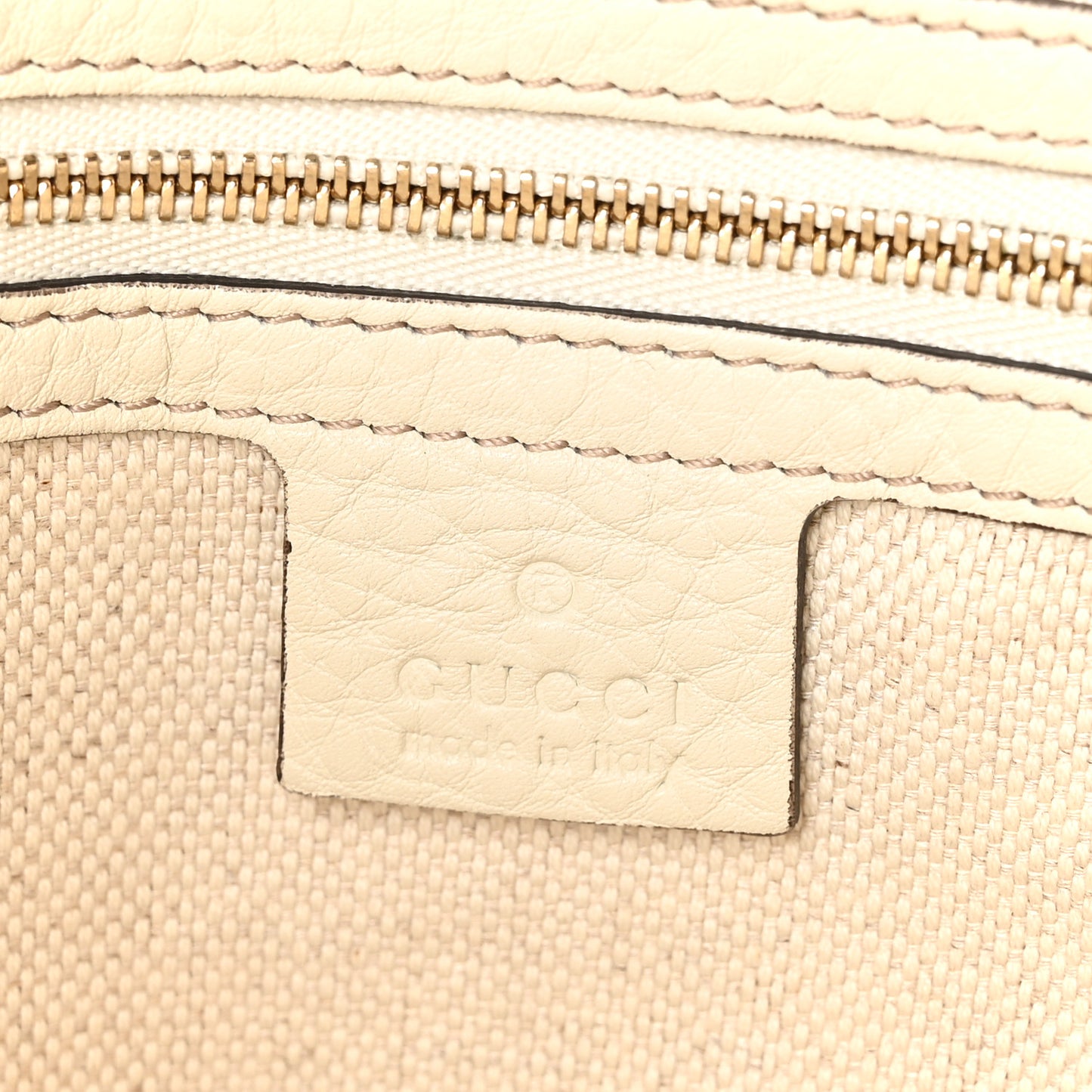 Pebbled Calfskin Small Soho Top Handle Bag Off White
