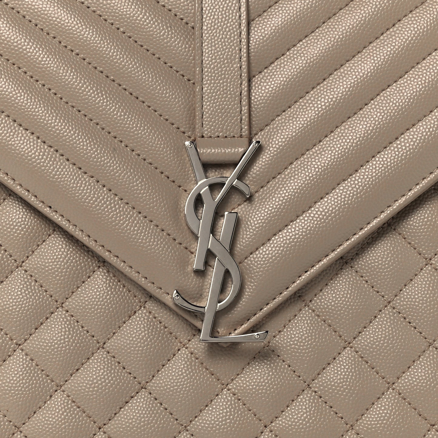 Grain De Poudre Large Tri-Quilt Monogram Satchel Dark Beige