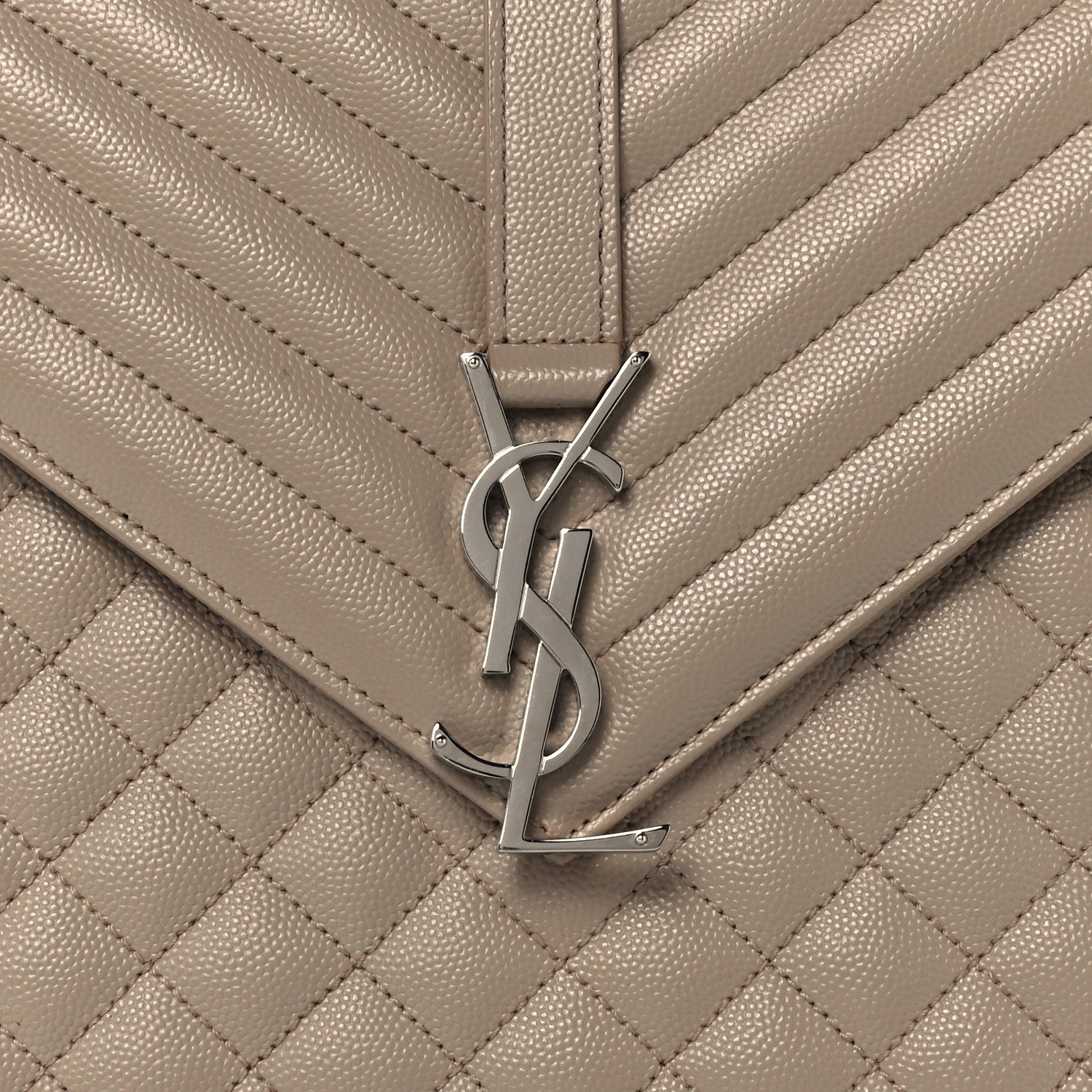Saint Laurent Grain De Poudre Large Tri-Quilt Monogram Satchel Dark Beige 9 of 12