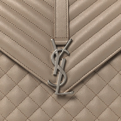 Saint Laurent Grain De Poudre Large Tri-Quilt Monogram Satchel Dark Beige 9 of 12
