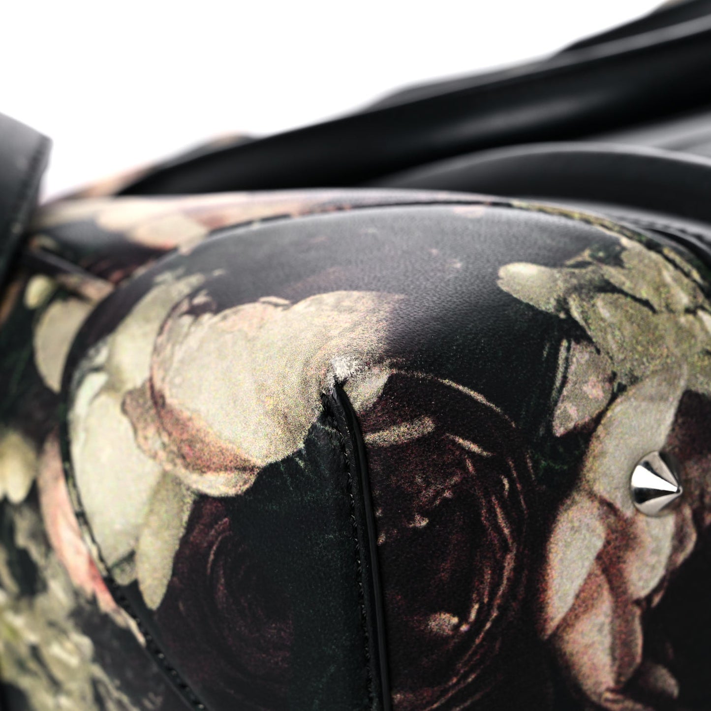 Calfskin Floral Print Medium Lucrezia Black