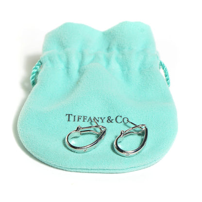 Tiffany Platinum Diamond Etoile Hoop Earrings 6 of 6