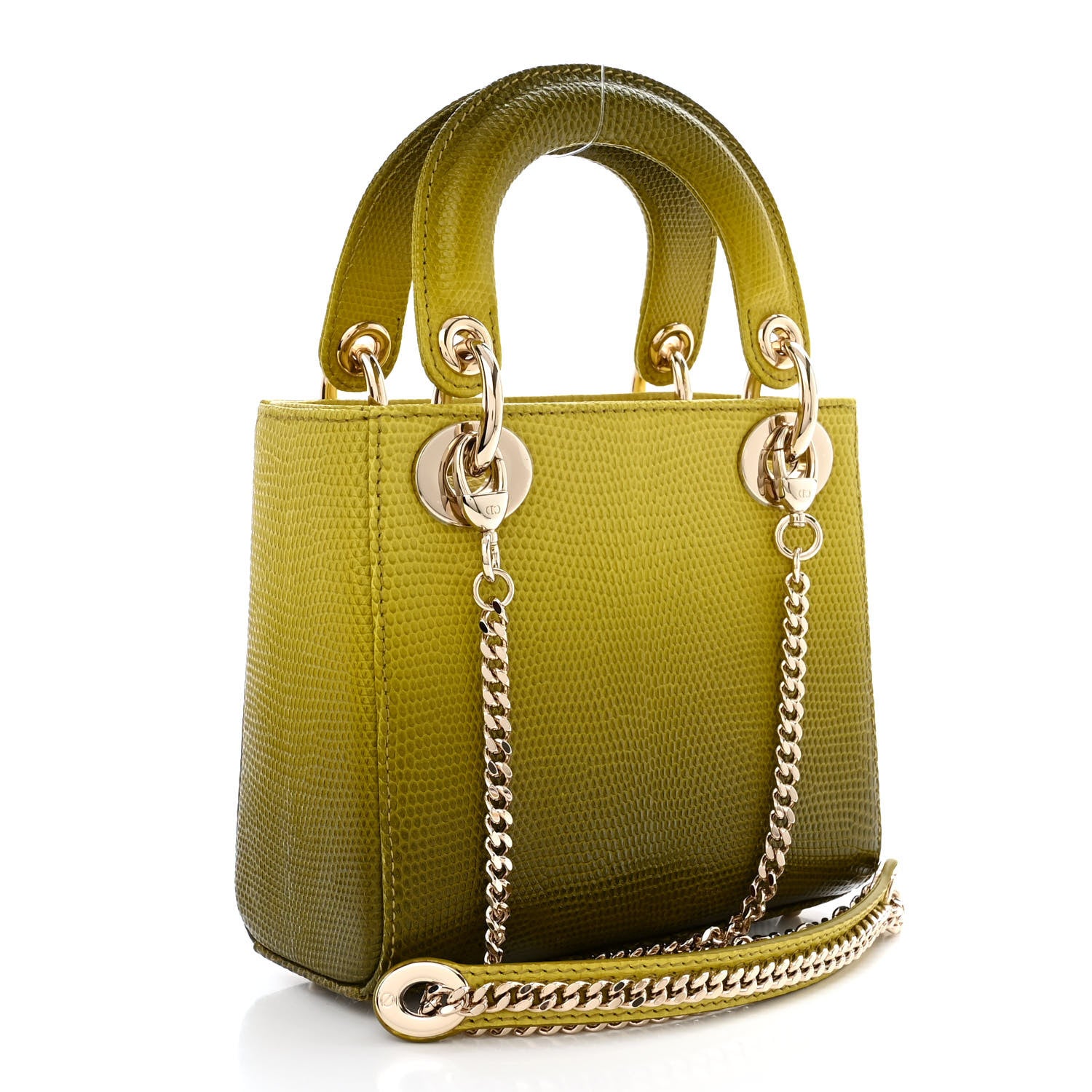 Christian Dior Lizard Gradient Mini Lady Dior Yellow Dark Green 3 of 10