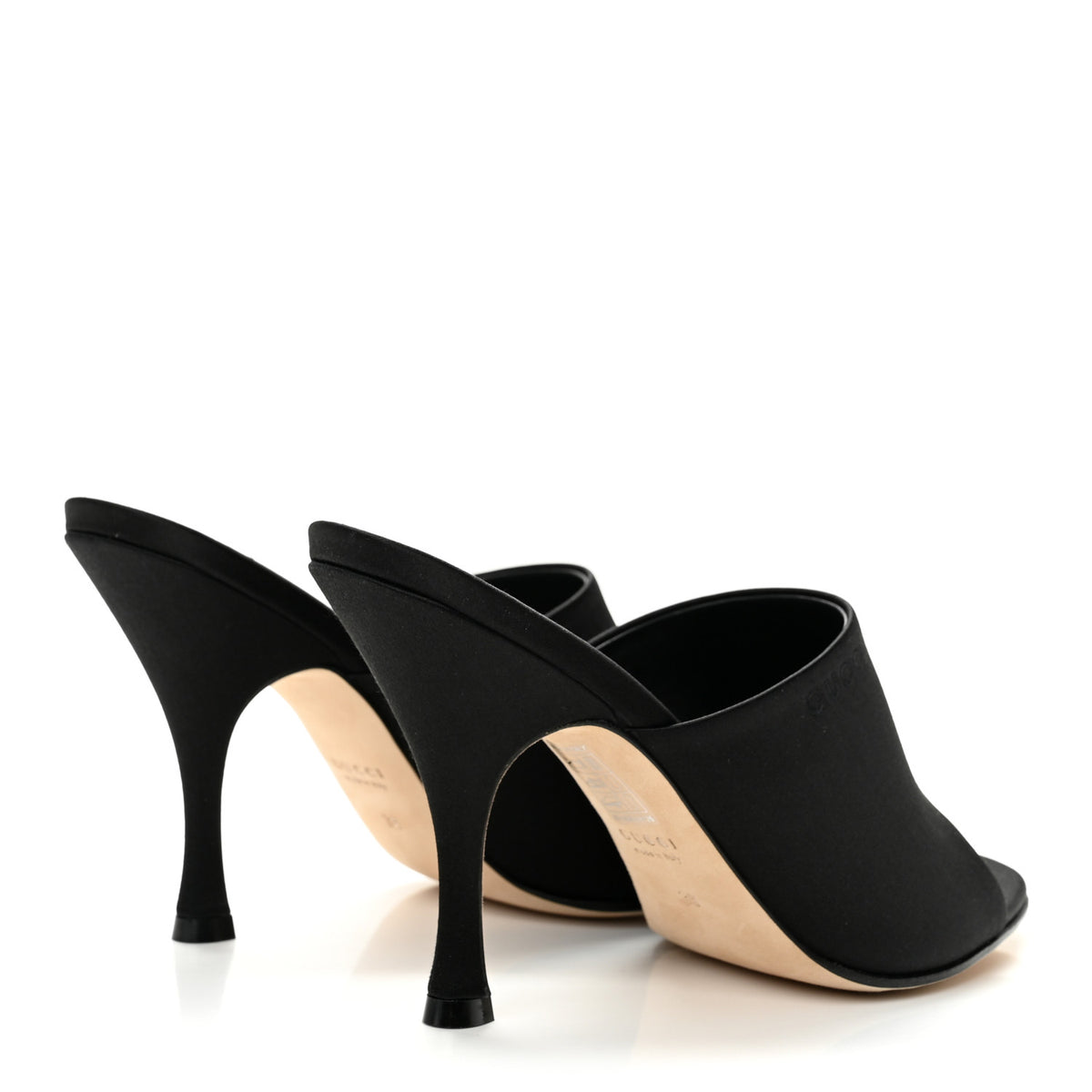 Gucci Raso Seta Logo Sandal Pumps 38 Black 5 of 10