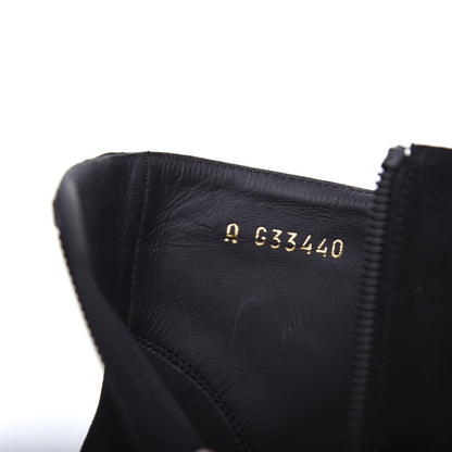 Chanel Suede Calfskin Pearl Cap Toe Short Boots 41 Black 9 of 10