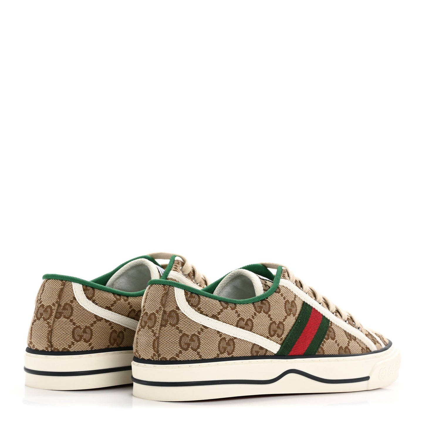 GG Monogram Web Womens 1977 Tennis Sneakers 39 Beige Ebony Mystic White