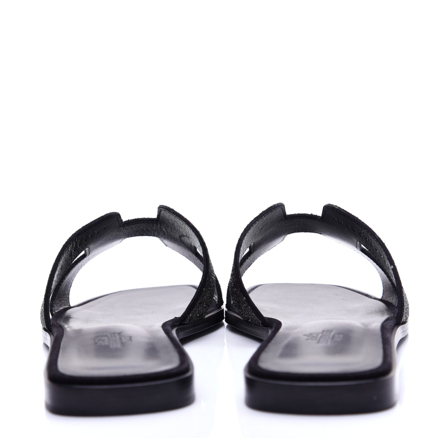 Suede Goatskin Crystal Powder Oran Sandals 40 Black