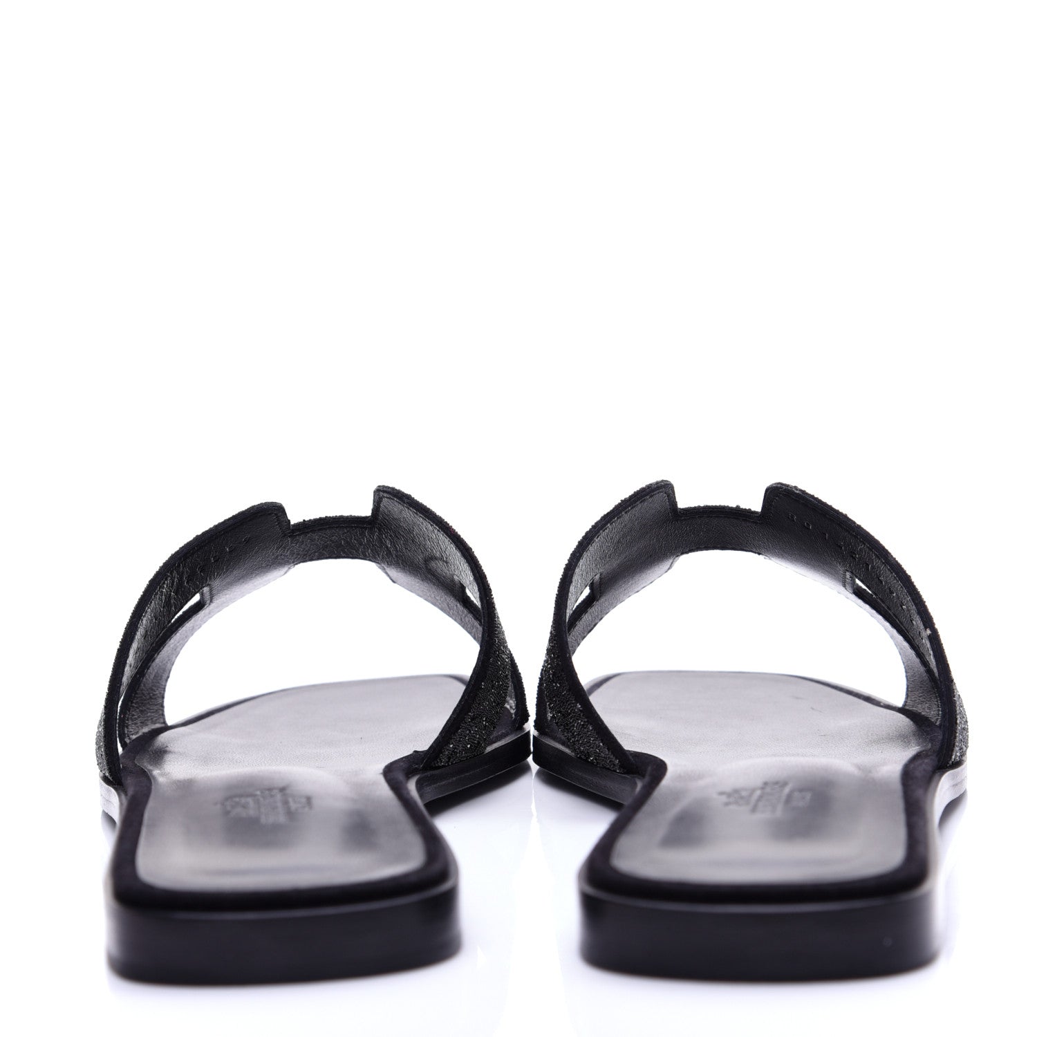 Hermes Suede Goatskin Crystal Powder Oran Sandals 40 Black 5 of 14
