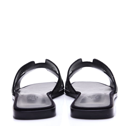Hermes Suede Goatskin Crystal Powder Oran Sandals 40 Black 5 of 14