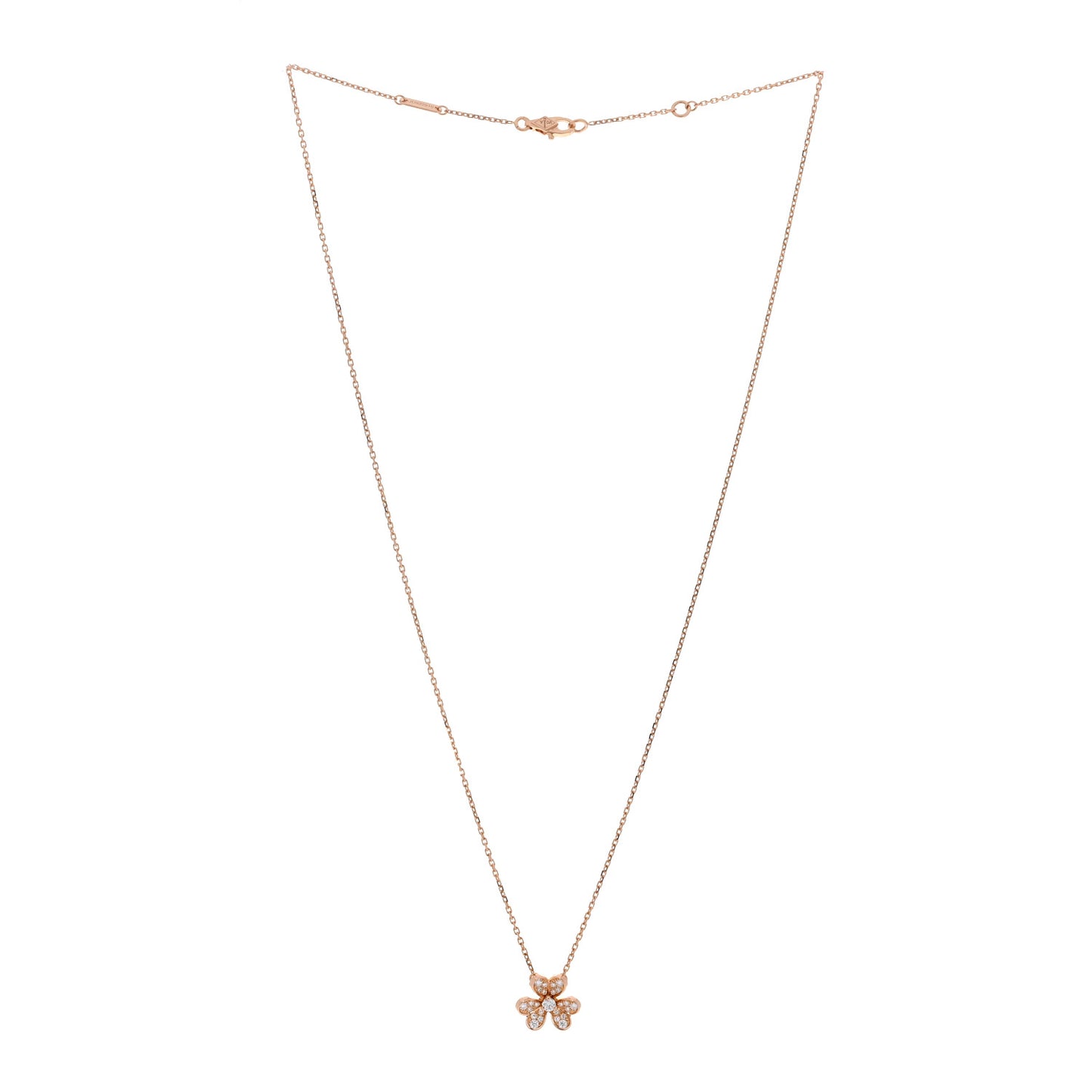 18K Rose Gold Diamond Mini Frivole Pendant Pave Necklace