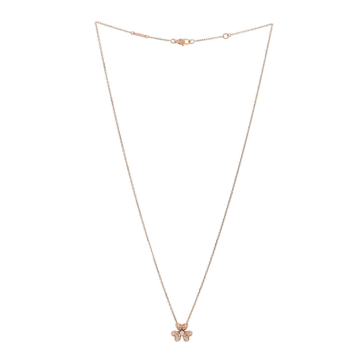 Van Cleef & Arpels 18K Rose Gold Diamond Mini Frivole Pendant Pave Necklace 3 of 5