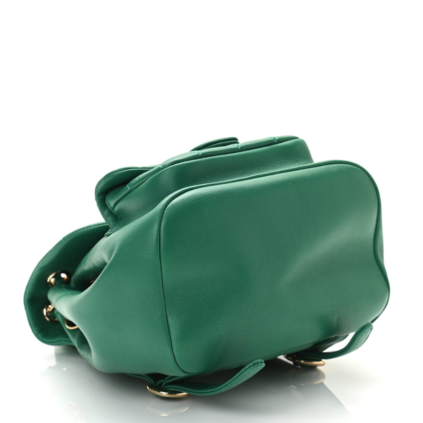 Lambskin Quilted Small Duma Drawstring Backpack Green