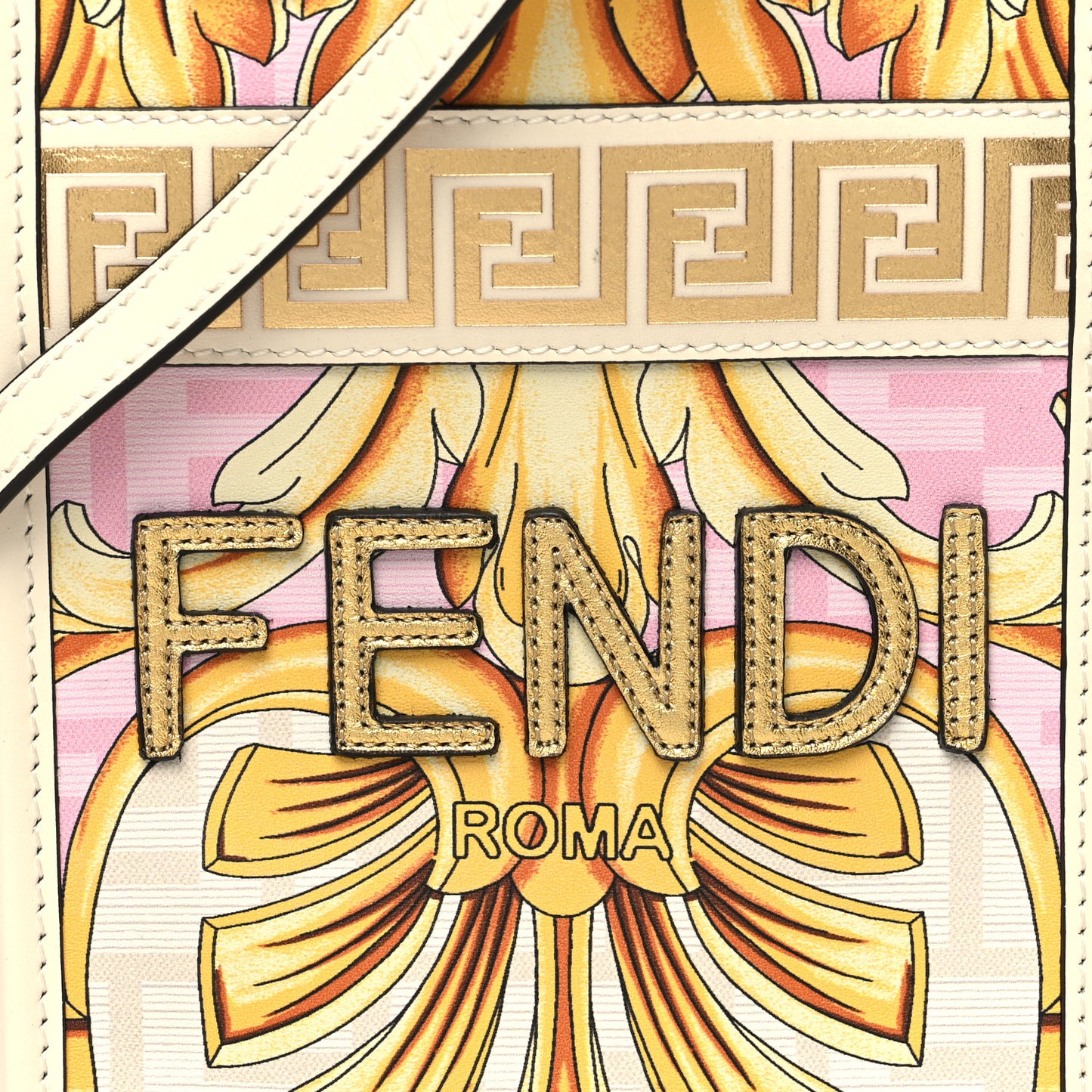 X VERSACE Calfskin Plexiglass Fendace FF Baroque Mini Fendi Sunshine Shopper Tote Gold Rosa White Ice Ciad