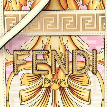 Fendi X VERSACE Calfskin Plexiglass Fendace FF Baroque Mini Fendi Sunshine Shopper Tote Gold Rosa White Ice Ciad 8 of 11