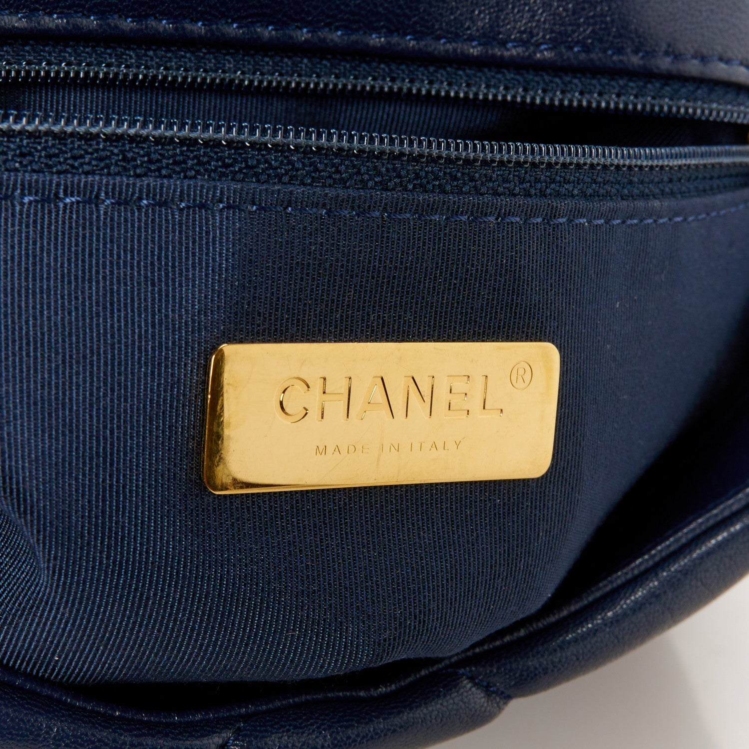 Leather Blue Bag Flap Straight-Lined Mini Chanel ネイビー ボディバッグ CHANEL Shoulder 2018 Bag バッグ