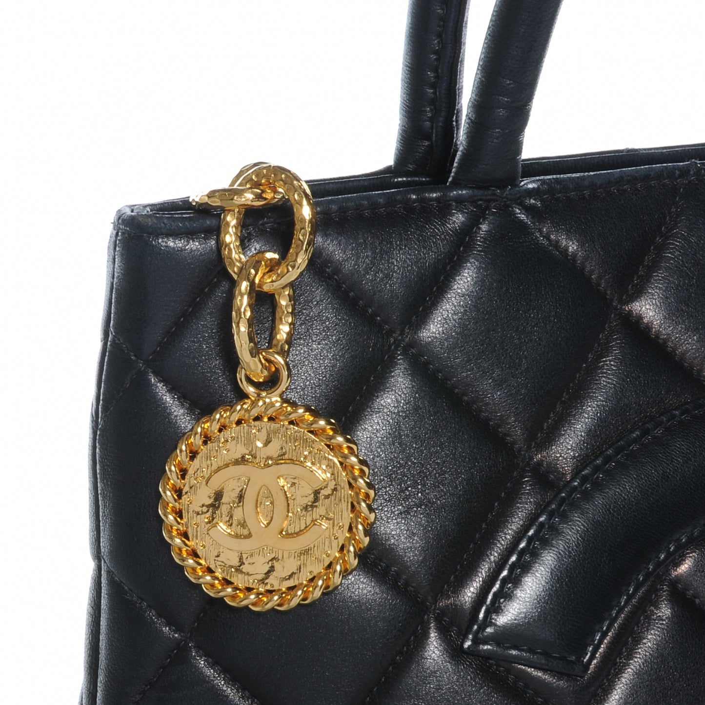 Lambskin Medallion Tote Black