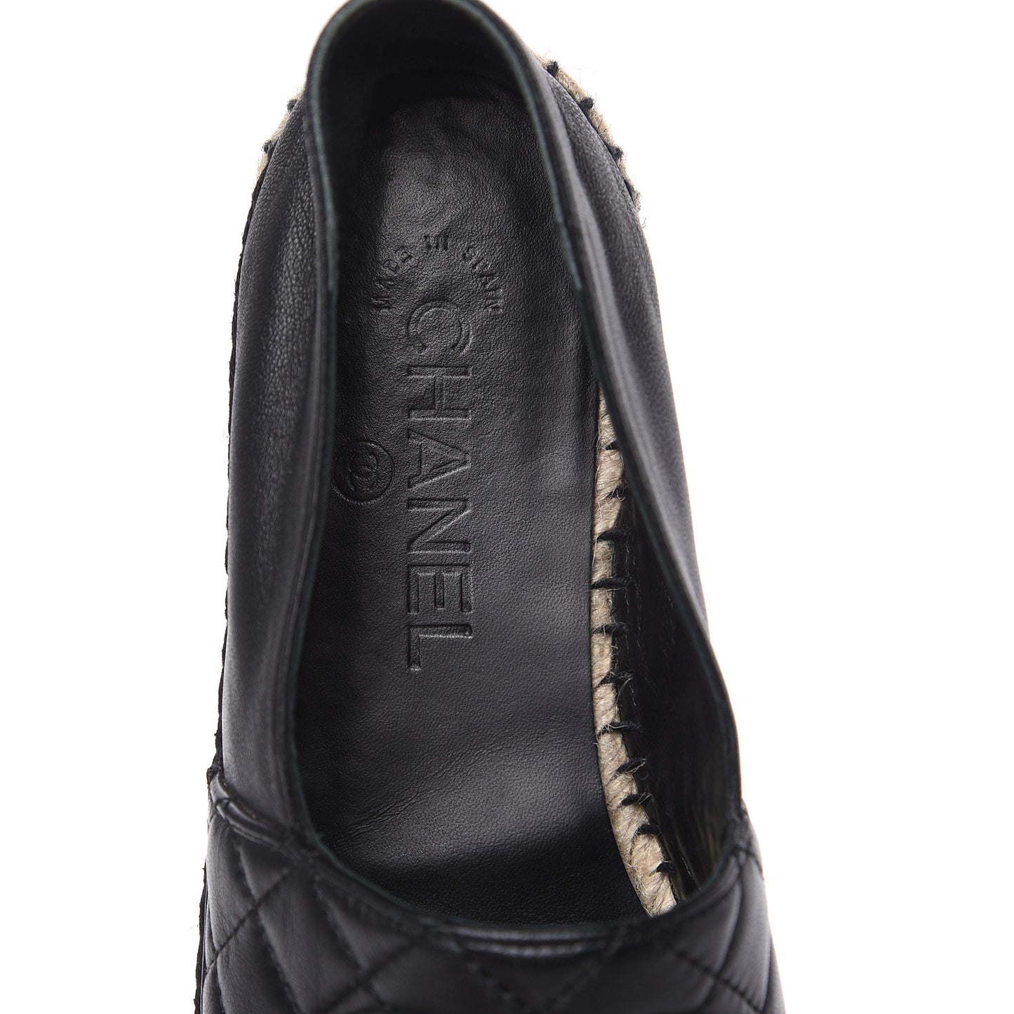 Lambskin Quilted CC Espadrilles 37 Black