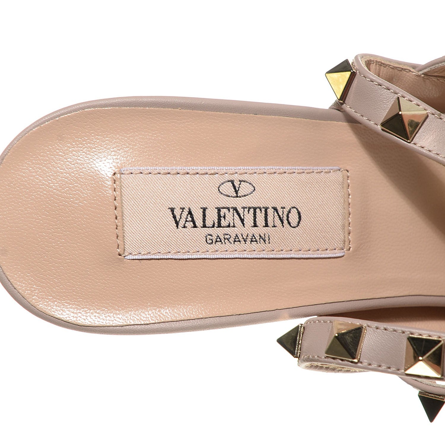 Valentino Garavani Metallic Pebbled Calfskin Rockstud Ankle Strap 100mm Pumps 38.5 Skin Poudre 14 of 14