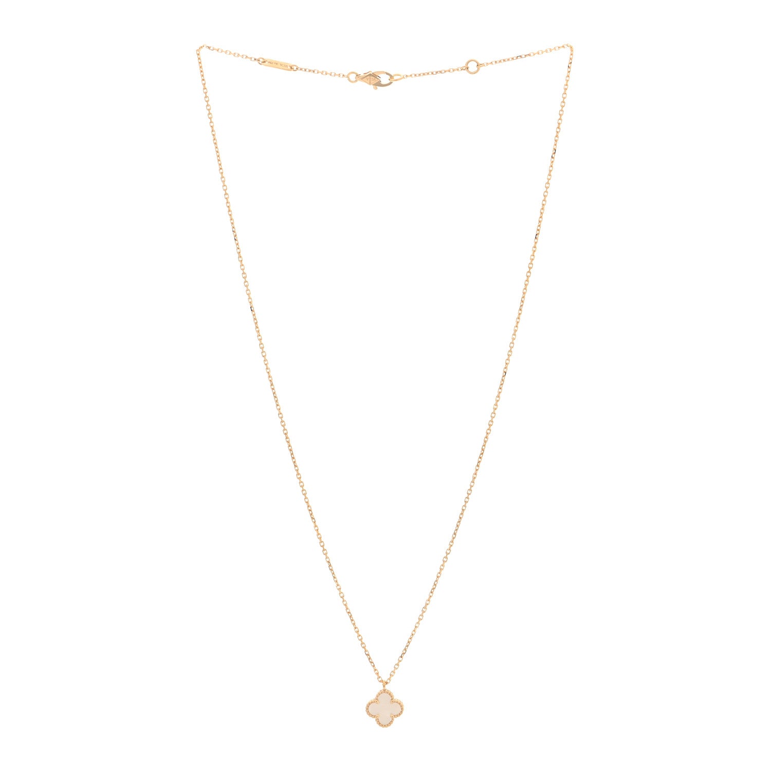 Van Cleef & Arpels 18K Yellow Gold Mother of Pearl Sweet Alhambra Pendant Necklace 3 of 5