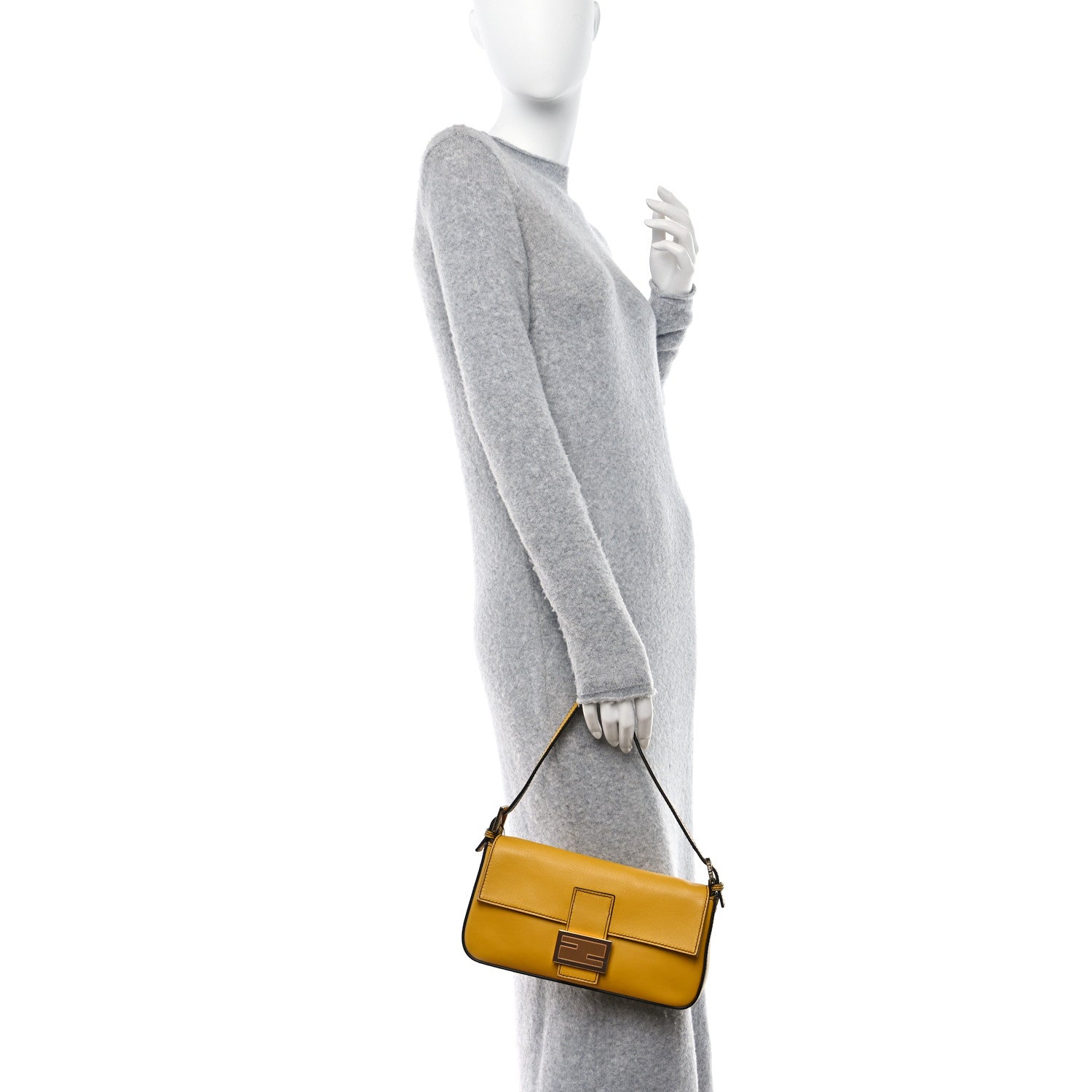 Fendi Vitello Flamingo Enamel Interchangeable Strap Baguette Chantilly Marrone Tobacco 2 of 12