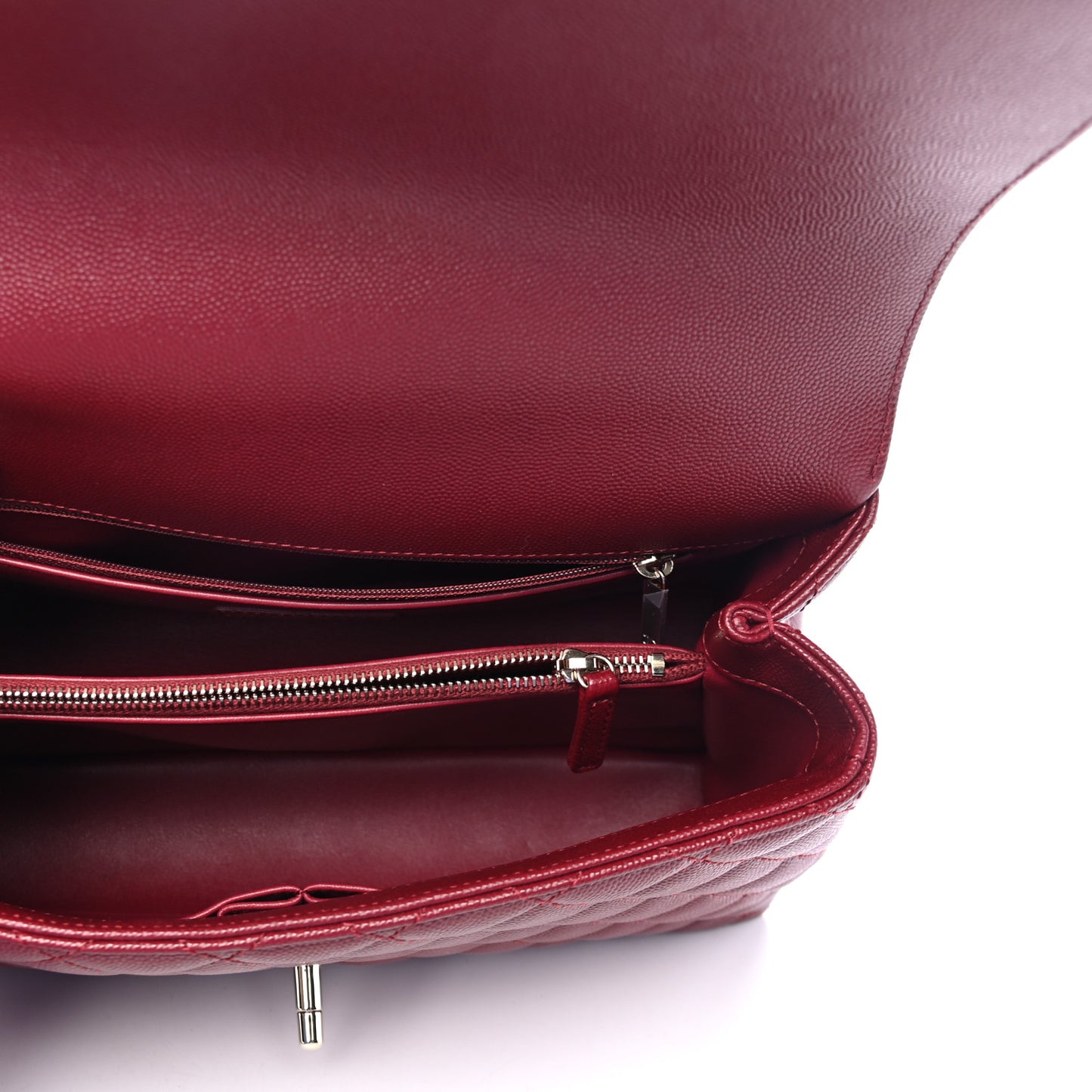 Caviar Lizard Embossed Quilted Small Coco Handle Flap Burgundy