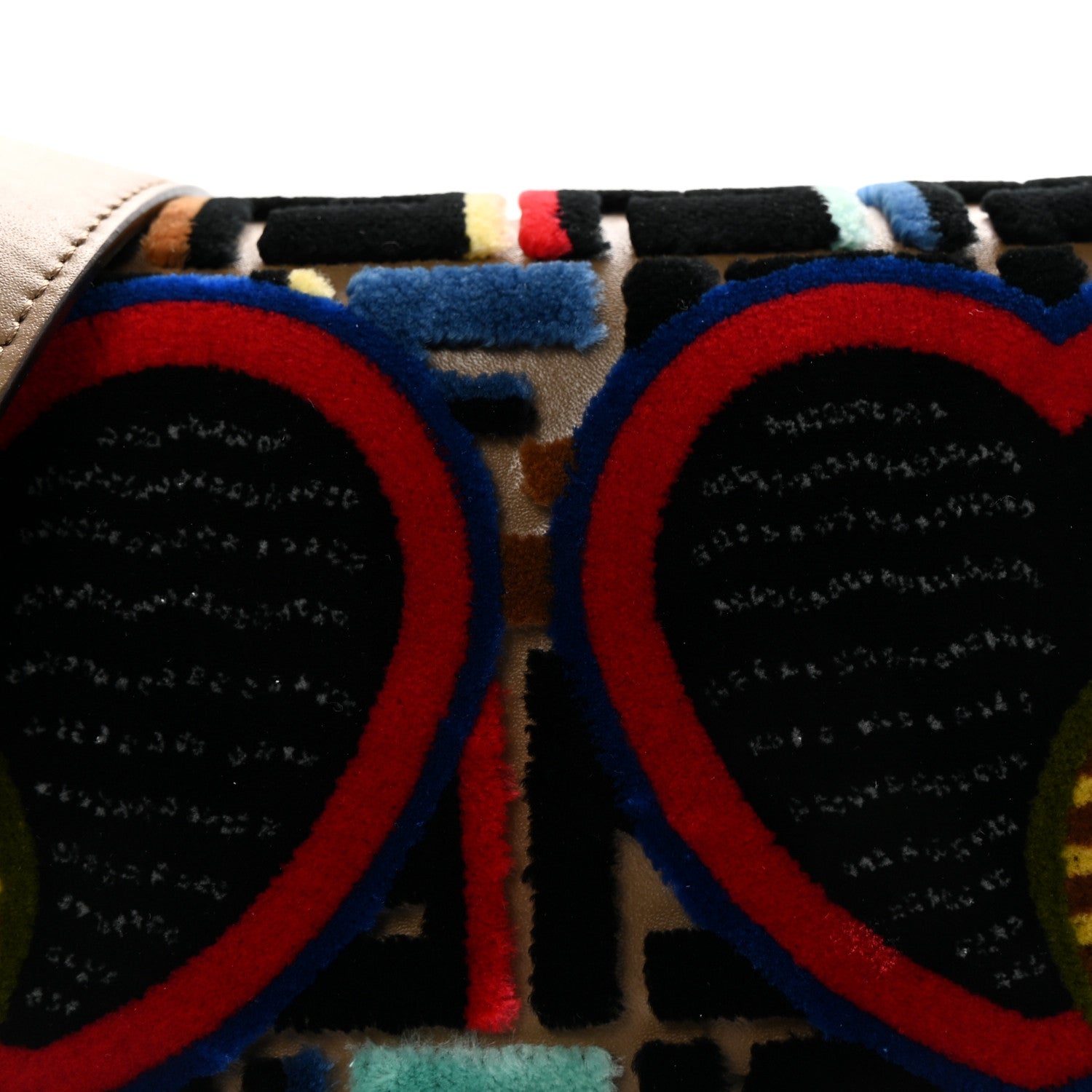 Fendi Vitello Liberty Velvet FF 1974 Hearts Padlock Embroidered Kan I Shoulder Bag Fango Multicolor 8 of 10