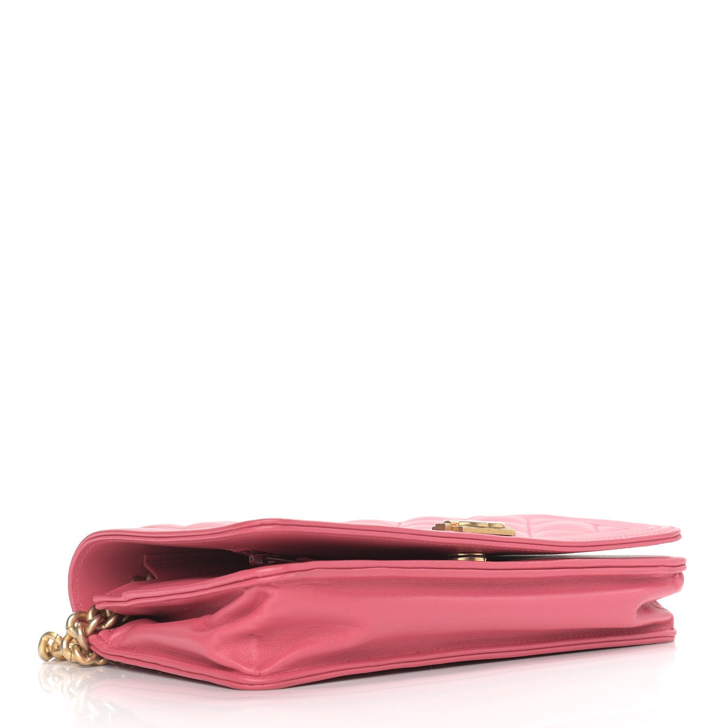 Lambskin Quilted Boy Wallet On Chain WOC Pink