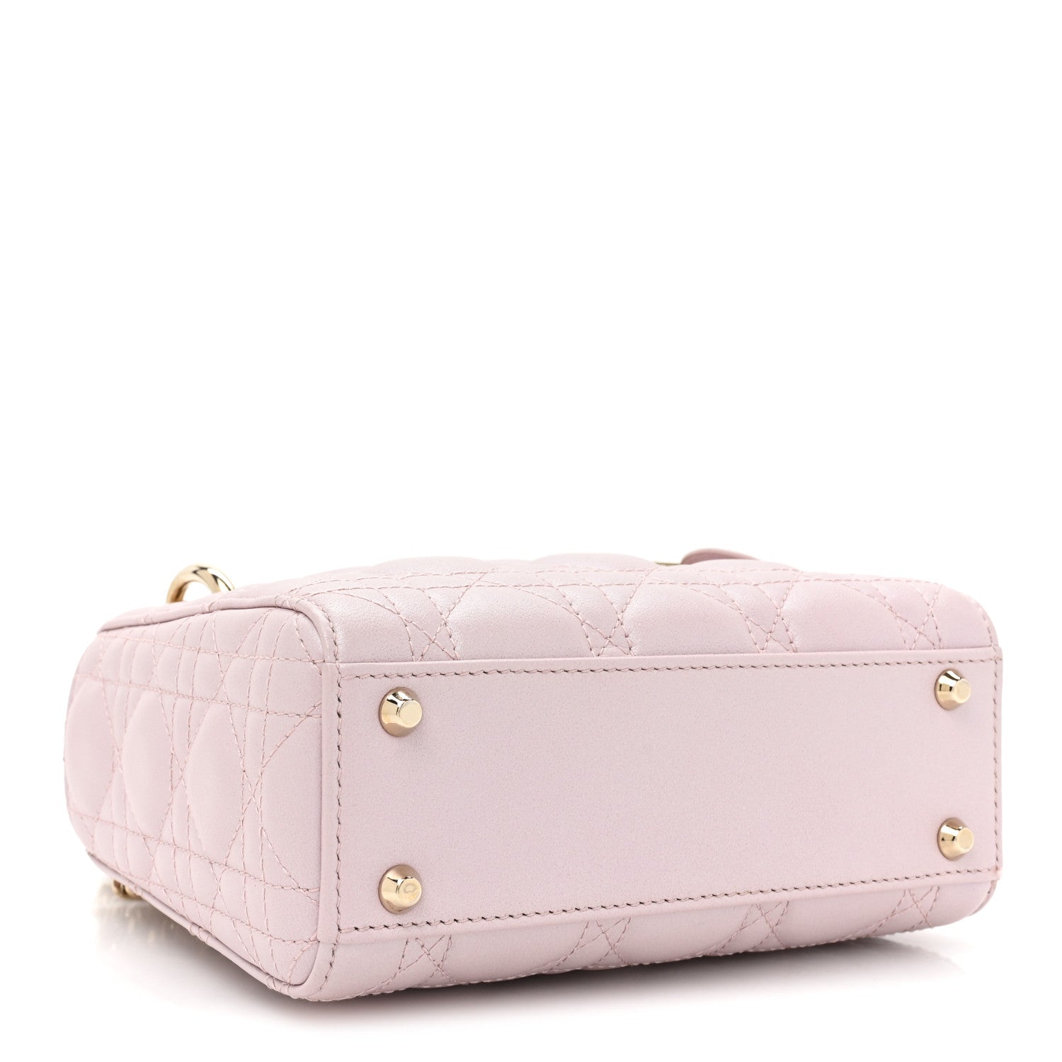Christian Dior Metallic Lambskin Cannage Mini Lady Dior Lotus 4 of 11