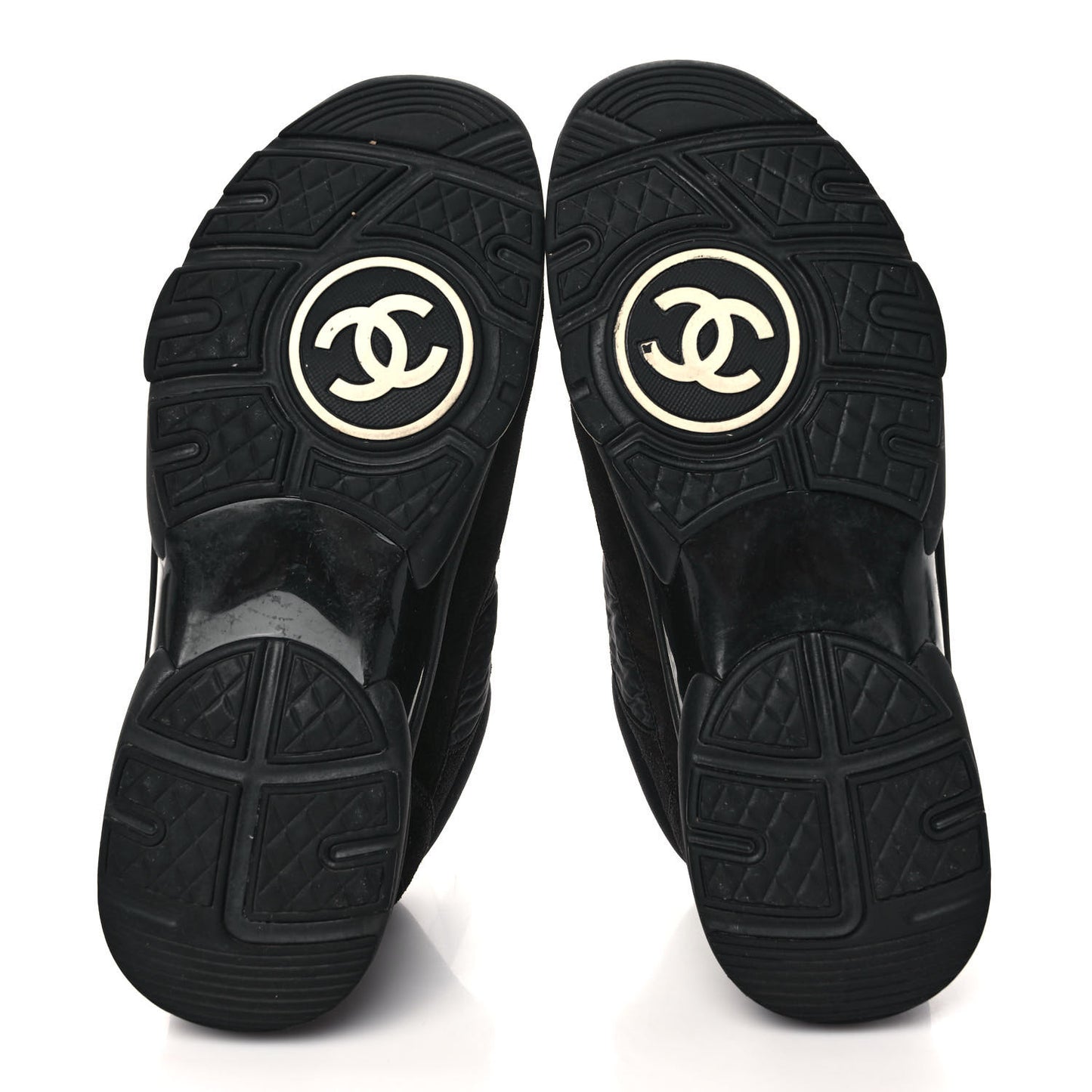 Fabric Calfskin Suede CC Sneakers 38.5 Black