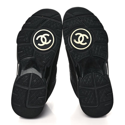 Chanel Fabric Calfskin Suede CC Sneakers 38.5 Black 5 of 8