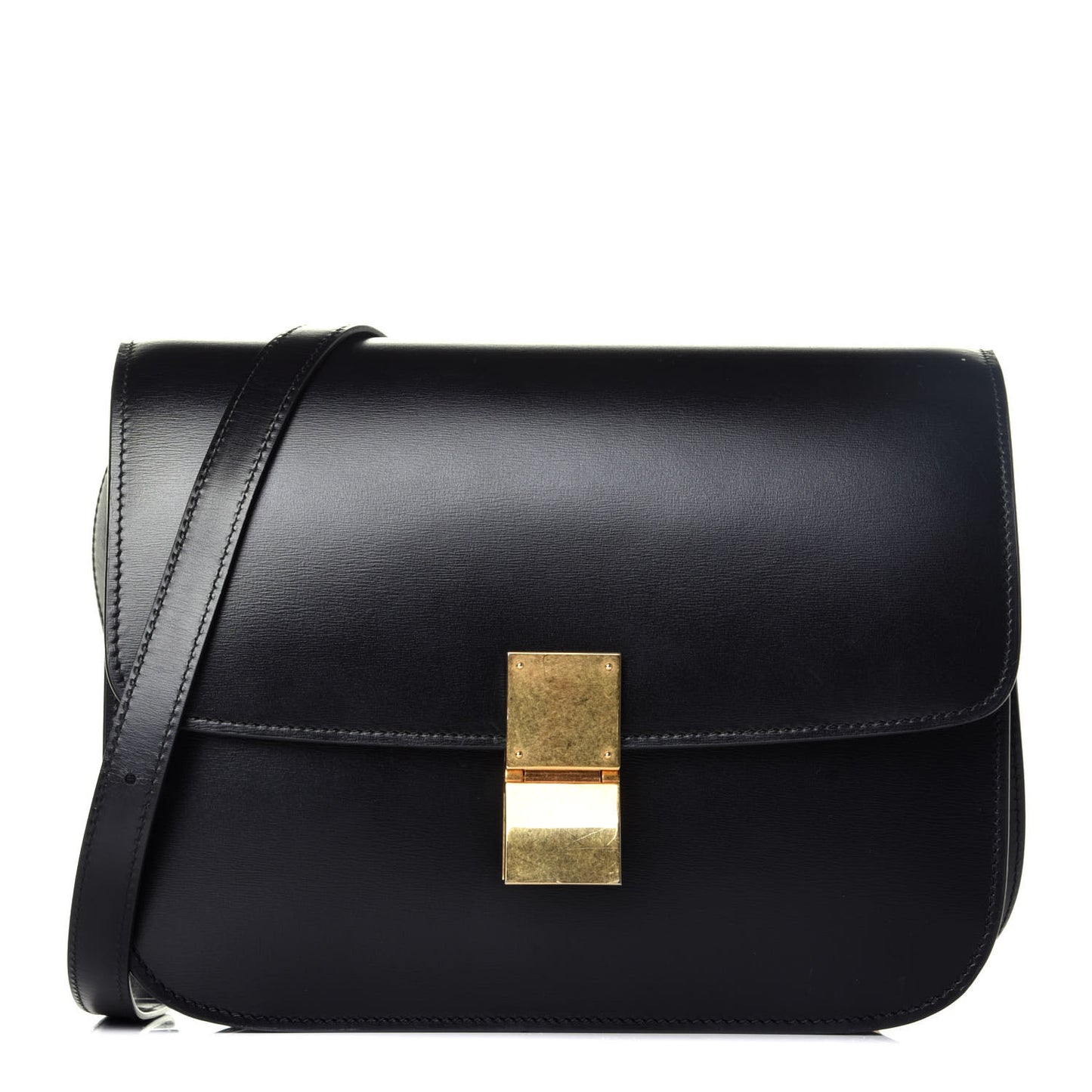 Box Calfskin Medium Classic Box Flap Bag Black