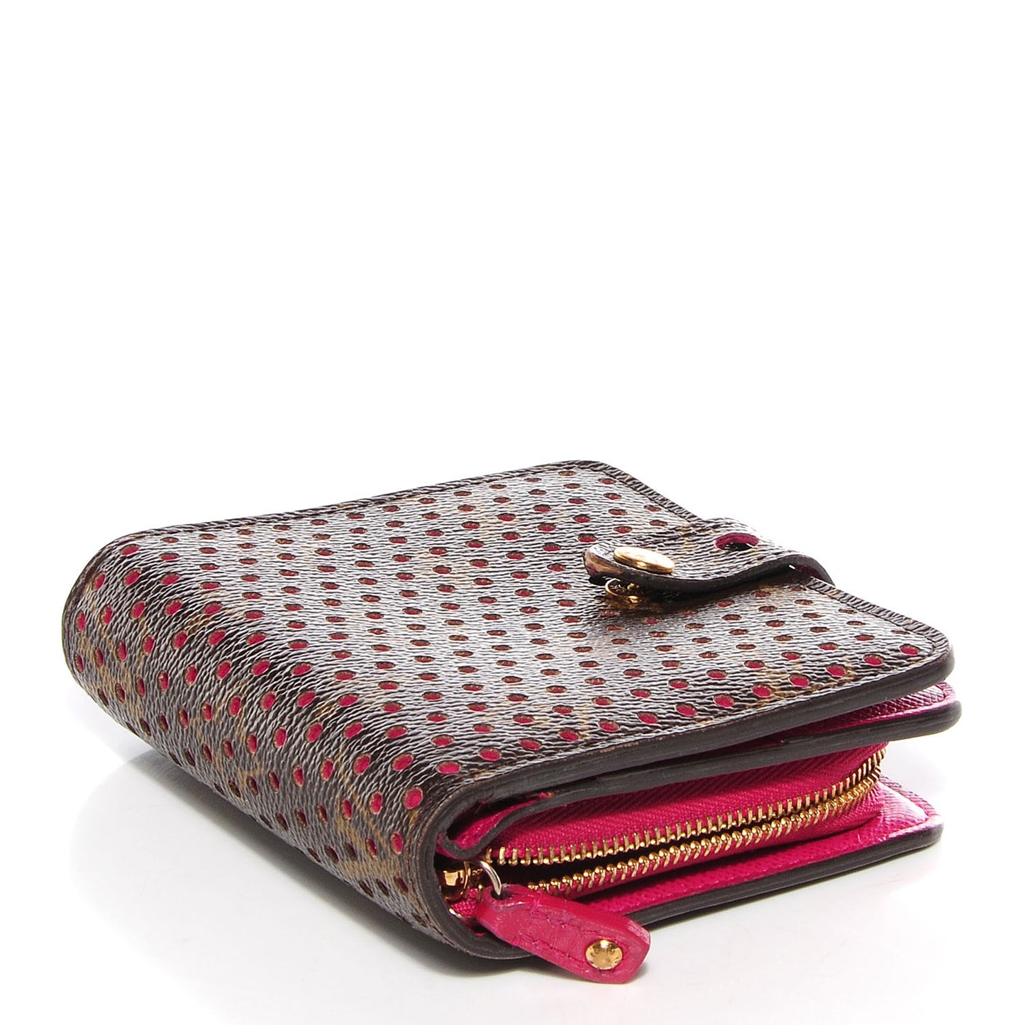 Monogram Perforated Compact Zipped Wallet Fuchsia