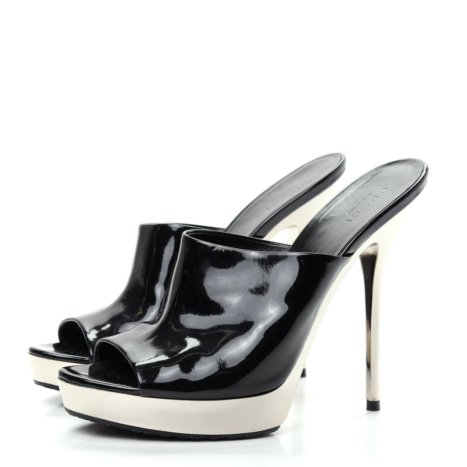 Gucci Patent Platform High Heel Slides 8 Black 3 of 10