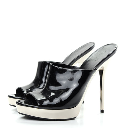 Gucci Patent Platform High Heel Slides 8 Black 3 of 10