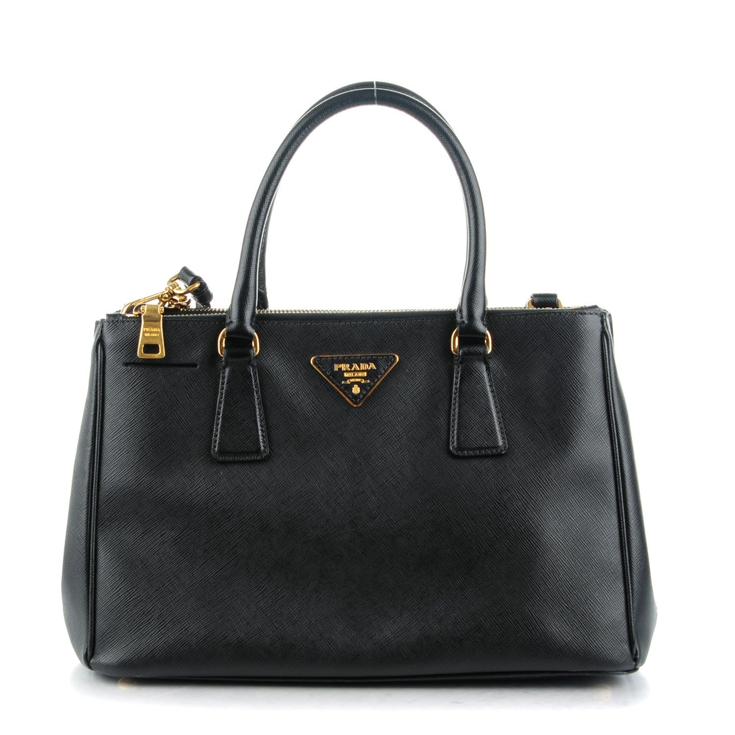 Prada Saffiano Small Galleria Double Zip Tote Black 1 of 8