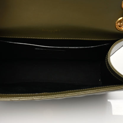 Saint Laurent Grain De Poudre Textured Mixed Matelasse Medium Triquilt Monogram Satchel Vert Kaki 5 of 8