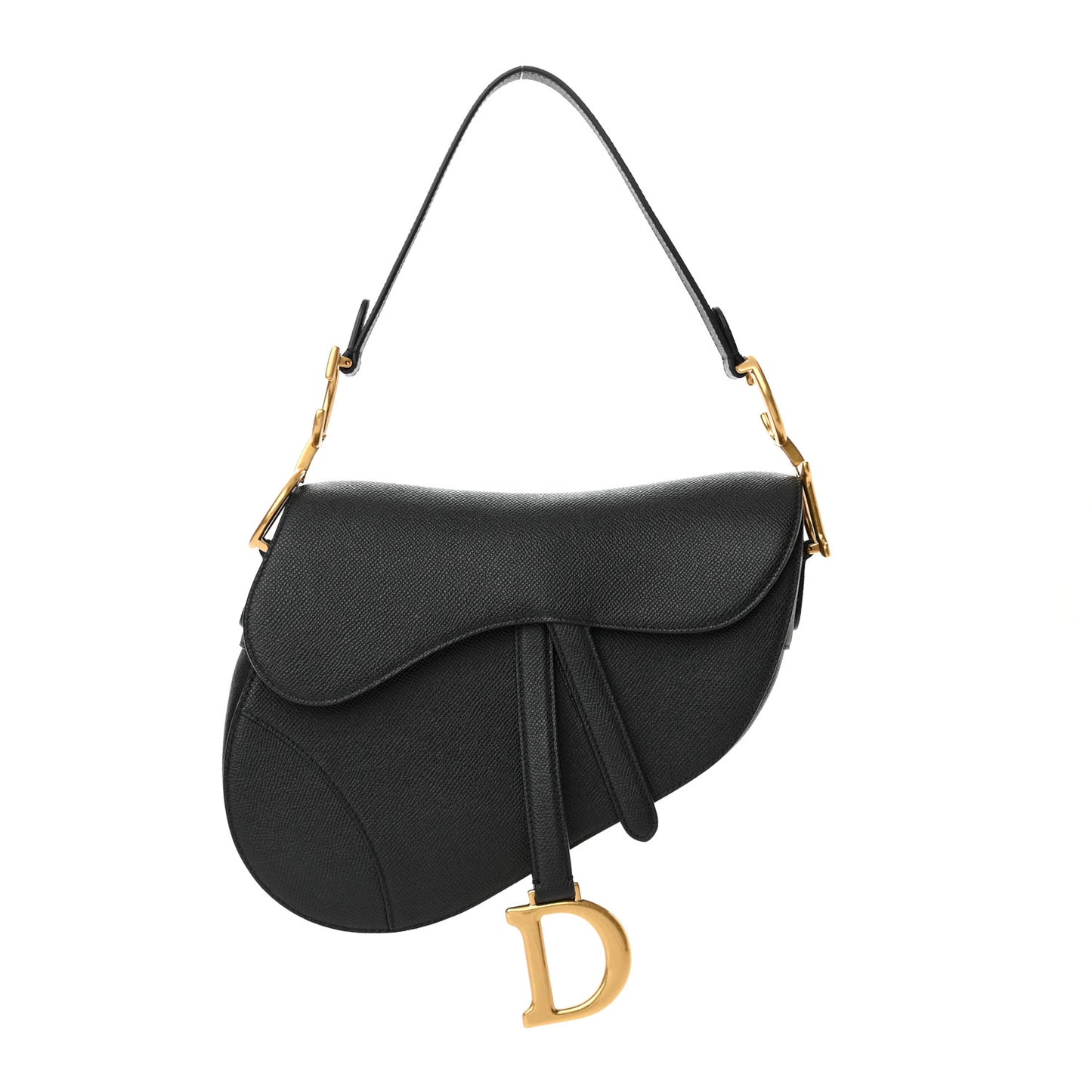 Grained Calfskin Saddle Bag Black