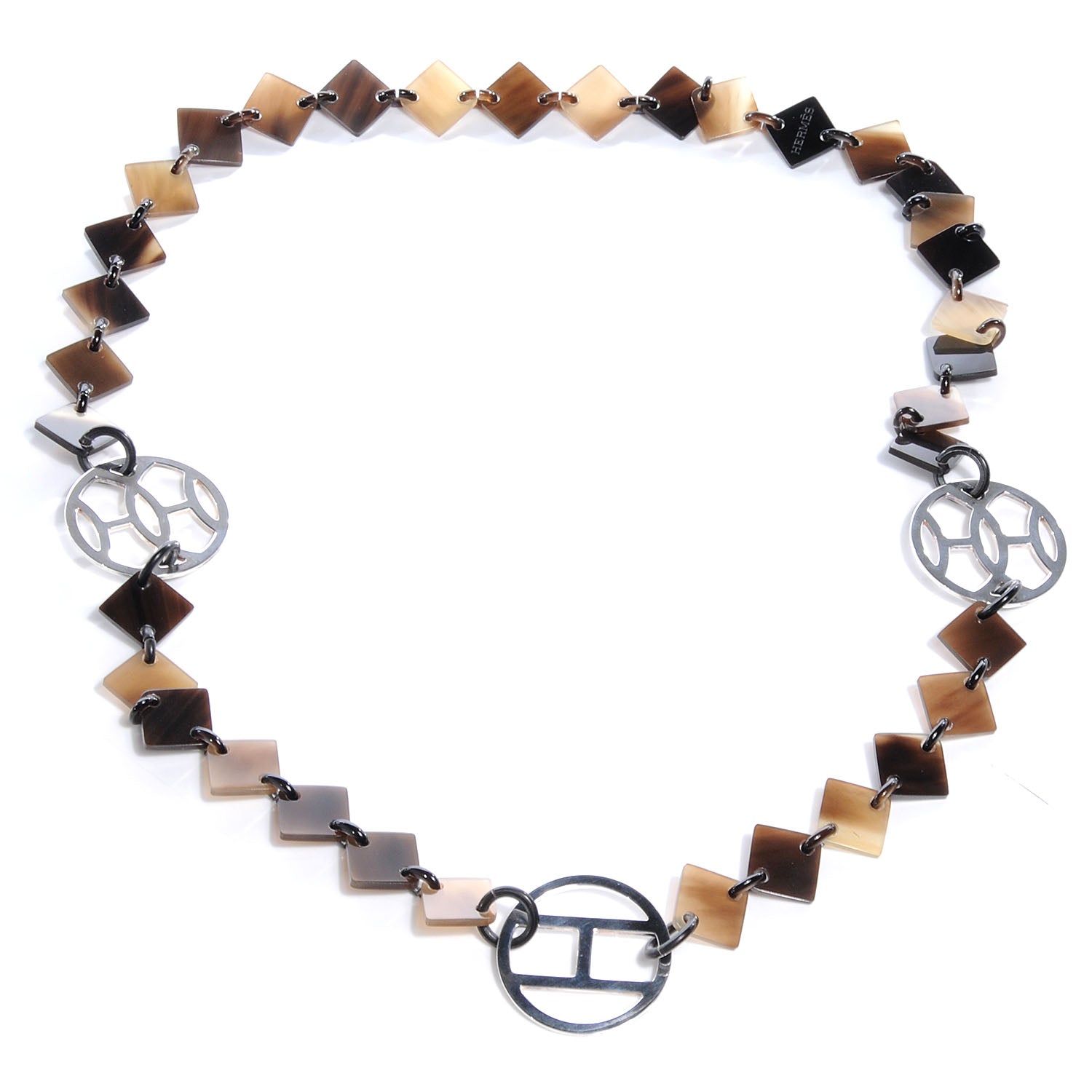 Hermes Buffalo Horn Sterling Silver Lena Necklace 3 of 6