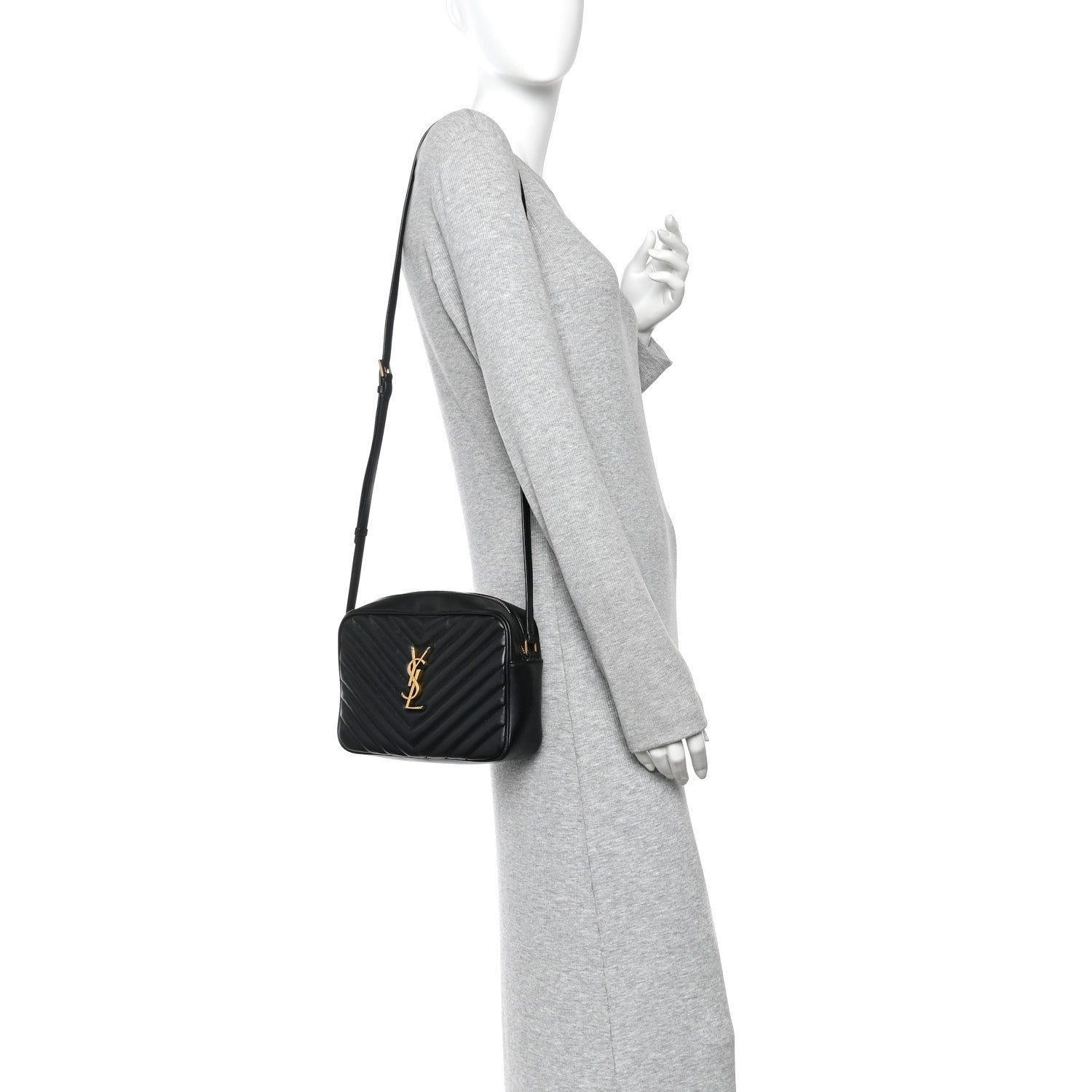Saint Laurent Calfskin Matelasse Monogram Lou Camera Bag Black 2 of 13
