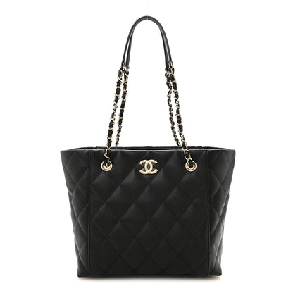 Chanel Caviar Quilted Small Shopping Tote Black 3 of 11