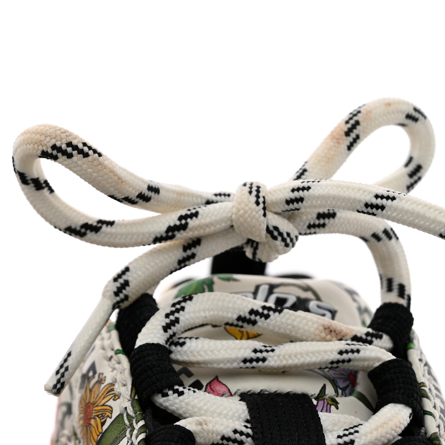 X GUCCI Fabric Allover Logo Flora Print Womens Triple S Sneakers 37 Multicolor White