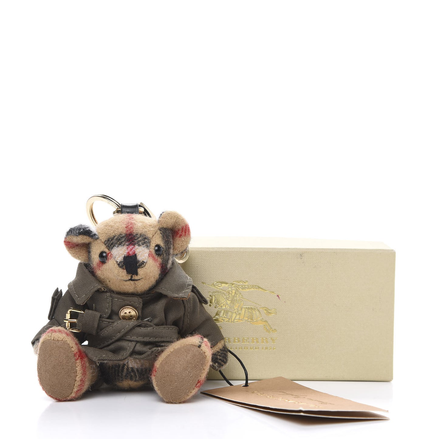 Cashmere Thomas Trench Teddy Bear Keychain Charm Green