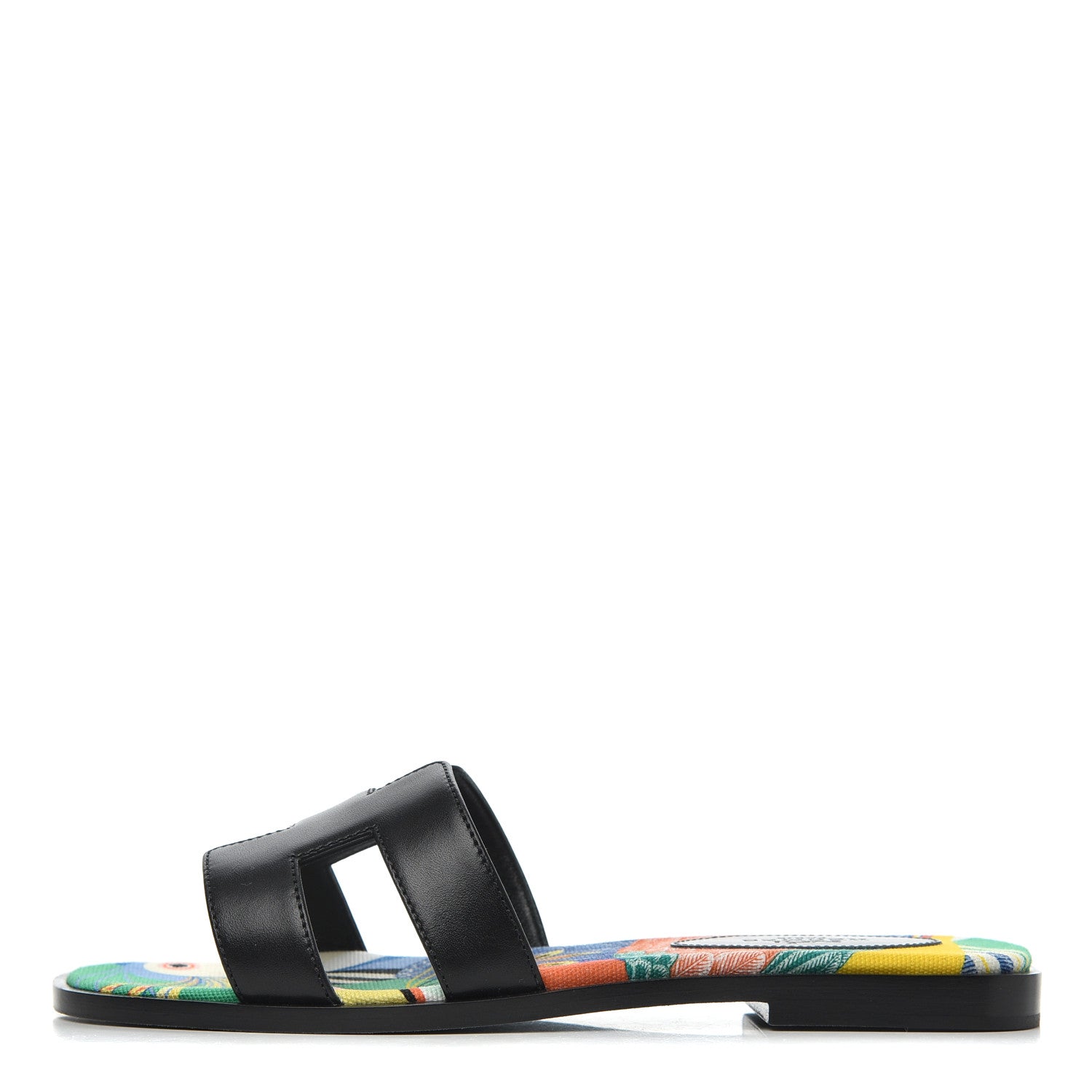 Hermes Box Calfskin Oran Sandals 35.5 Black 1 of 9